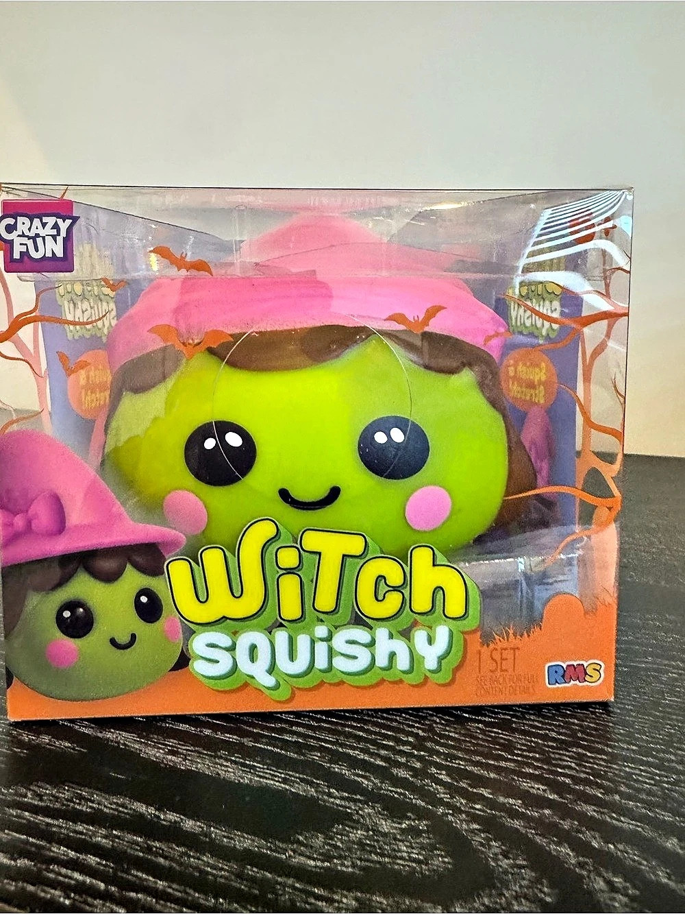 Witch Squishy 2026 Halloween Green Witch Pink Hat NIB Sealed - RMS Crazy Fun